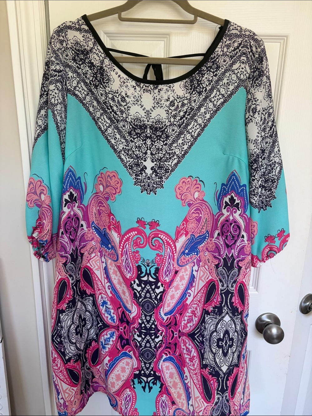Charlotte Russe Turquoise Pink Paisley Mix Dress